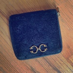 C-Wonder Black Fur Wallet Leather Trim